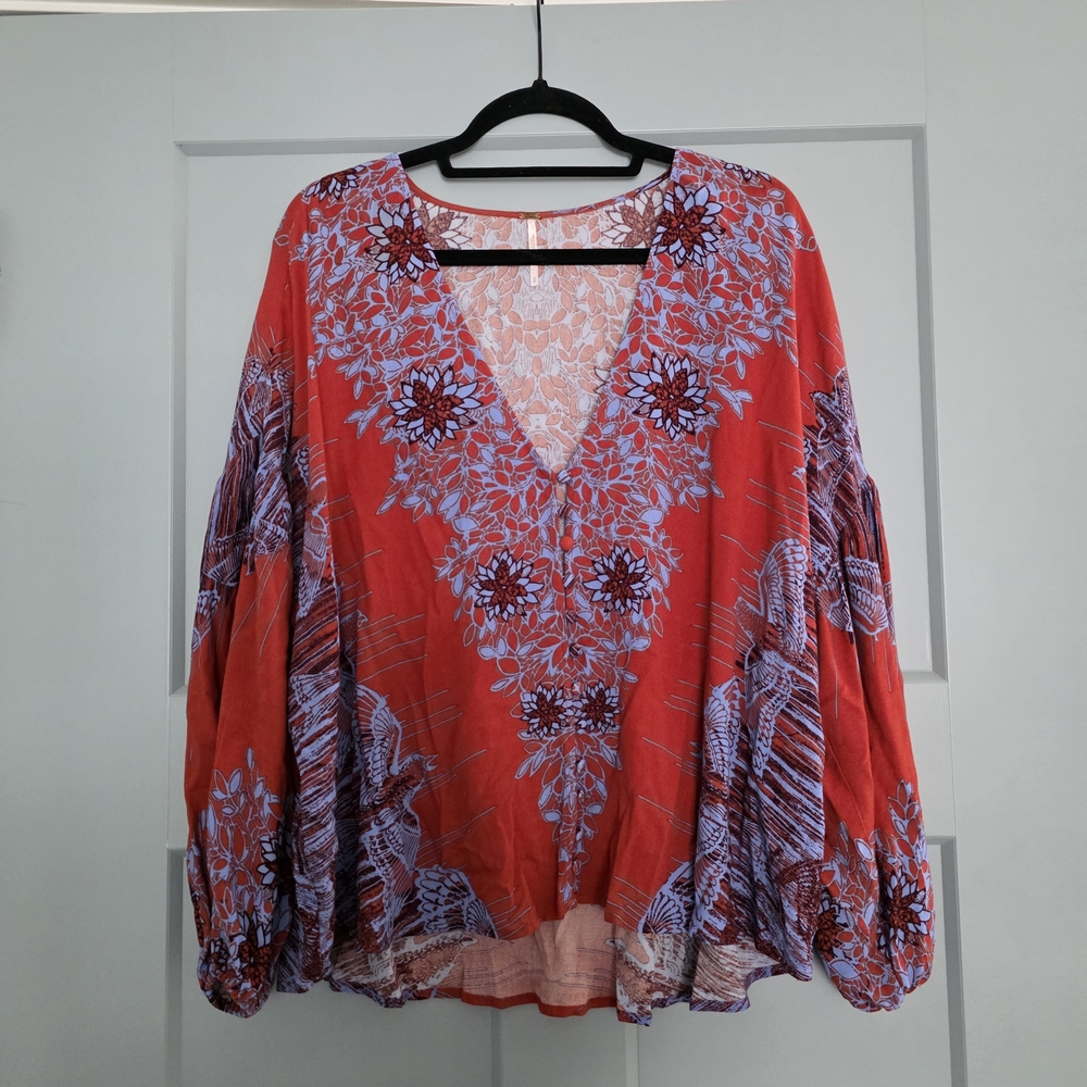 Free People Boho Floral Peasant Top Size Small